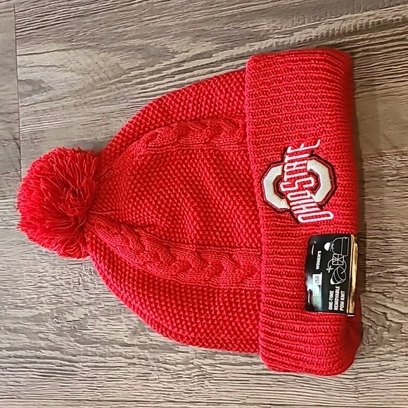 Ohio State New Era Knit Hat with Removable Pom Pom - Picture 1 of 3